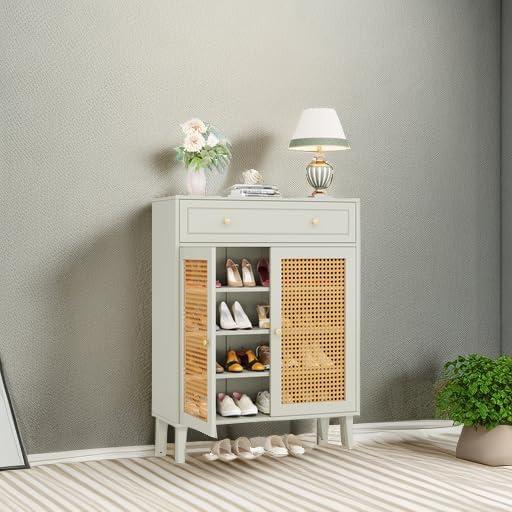 Tribesigns Modern Shoe Cabinet with Doors and Drawer