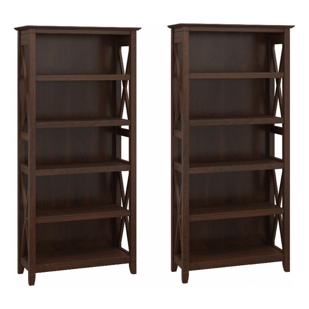 Key West 5 Shelf Bookcase Set in Bing Cherry - Engineered Wood