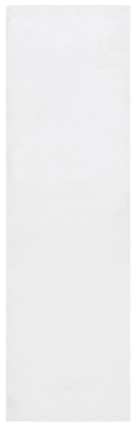 SAFAVIEH Faux Rabbit Fur Daven Solid Polyester Machine Washable Runner Rug, Ivory, 2'3" x 10'