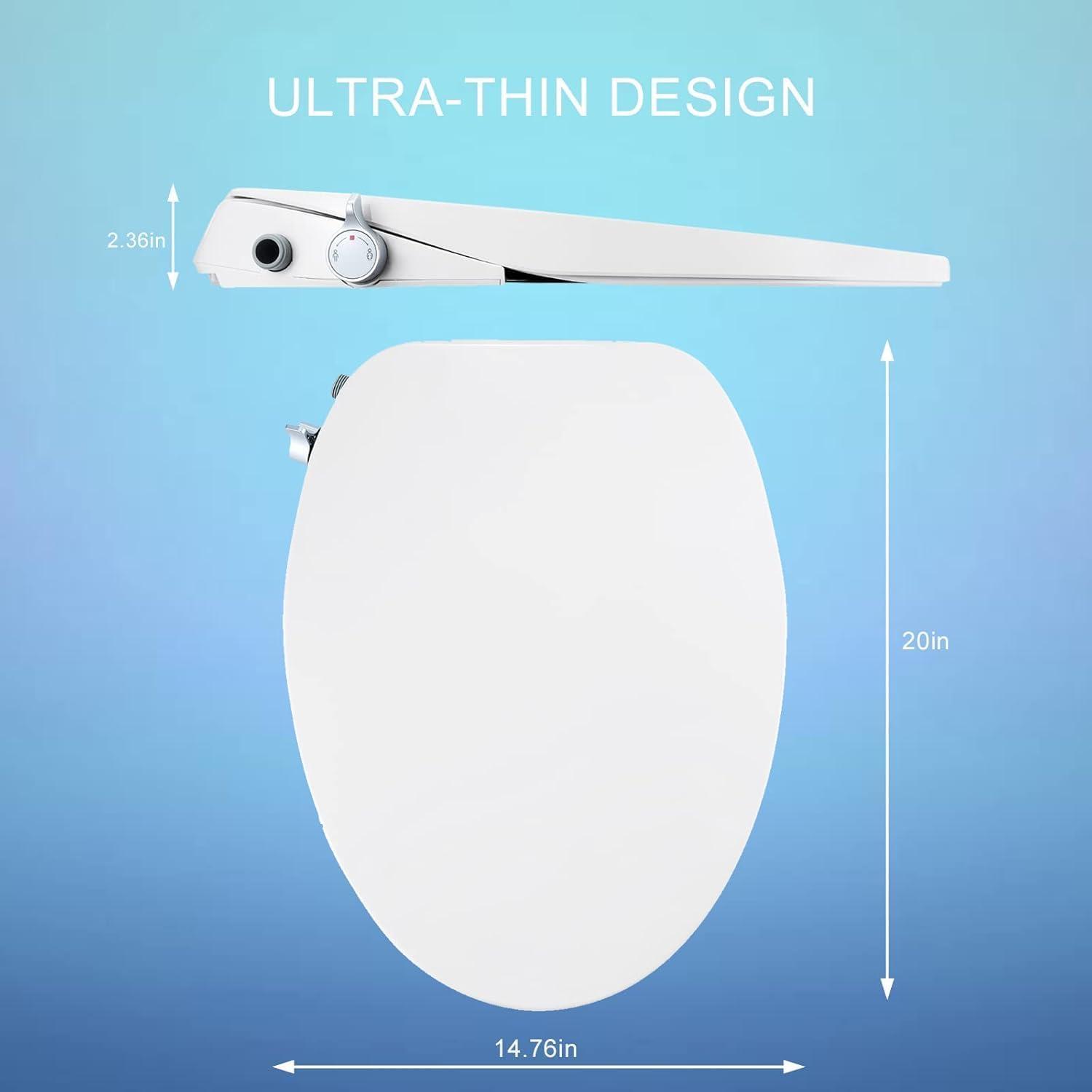 MyDepot Non-Electric Elongated Bidet Toilet Seat with Dual-Mode Nozzle