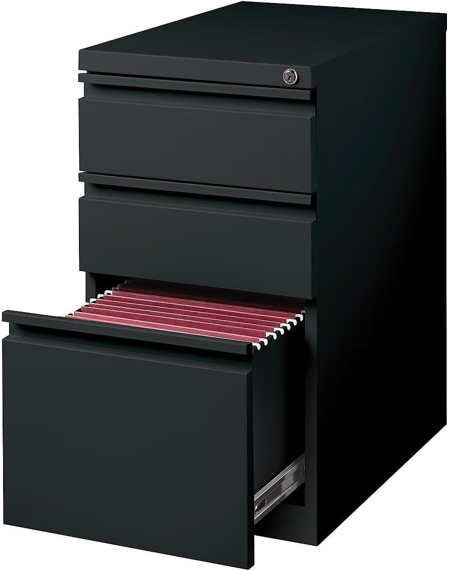 Staples 3-Drawer Vertical File Cabinet Locking Letter Black 19.88"D 375802