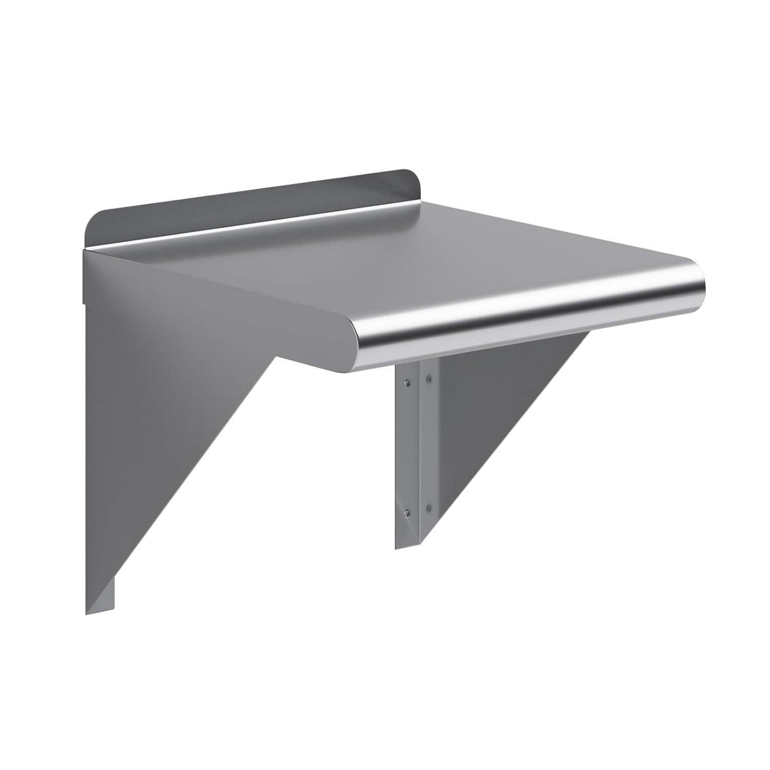 16" Stainless Steel Wall Shelf with Rounded Edge