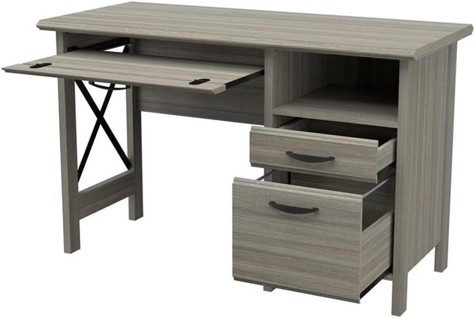 Inval America 2-Drawer Computer Desk with Keyboard Tray in Gray Smoke Oak