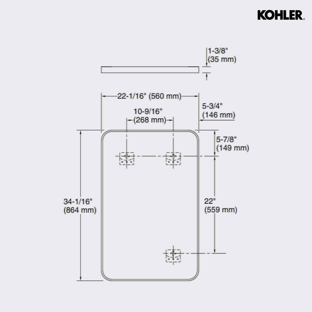 KOHLER Essential Rectangular Wall Mirror, Bathroom / Vanity Mirror with Frame