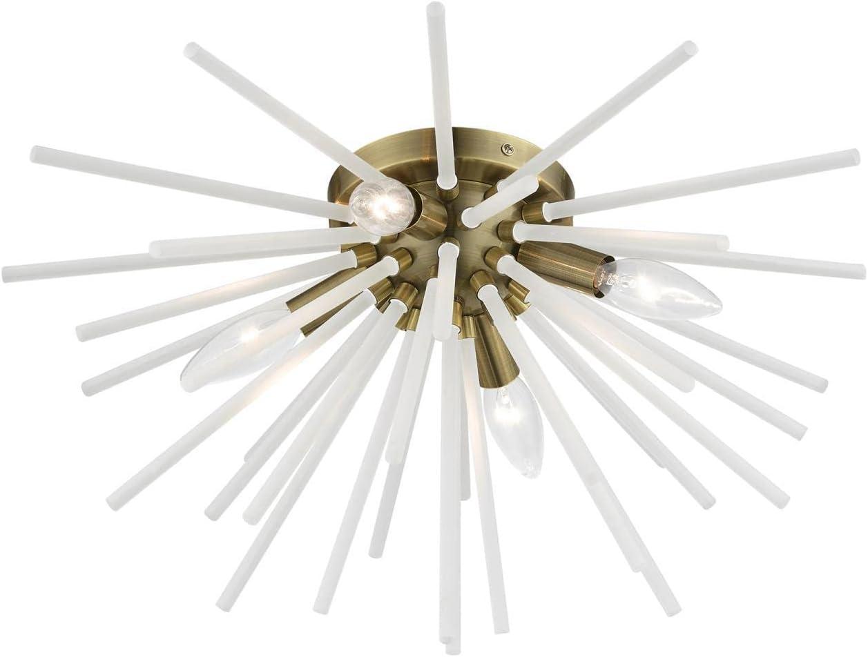 Livex Lighting Uptown 4 - Light Flush Mount in  Antique Brass