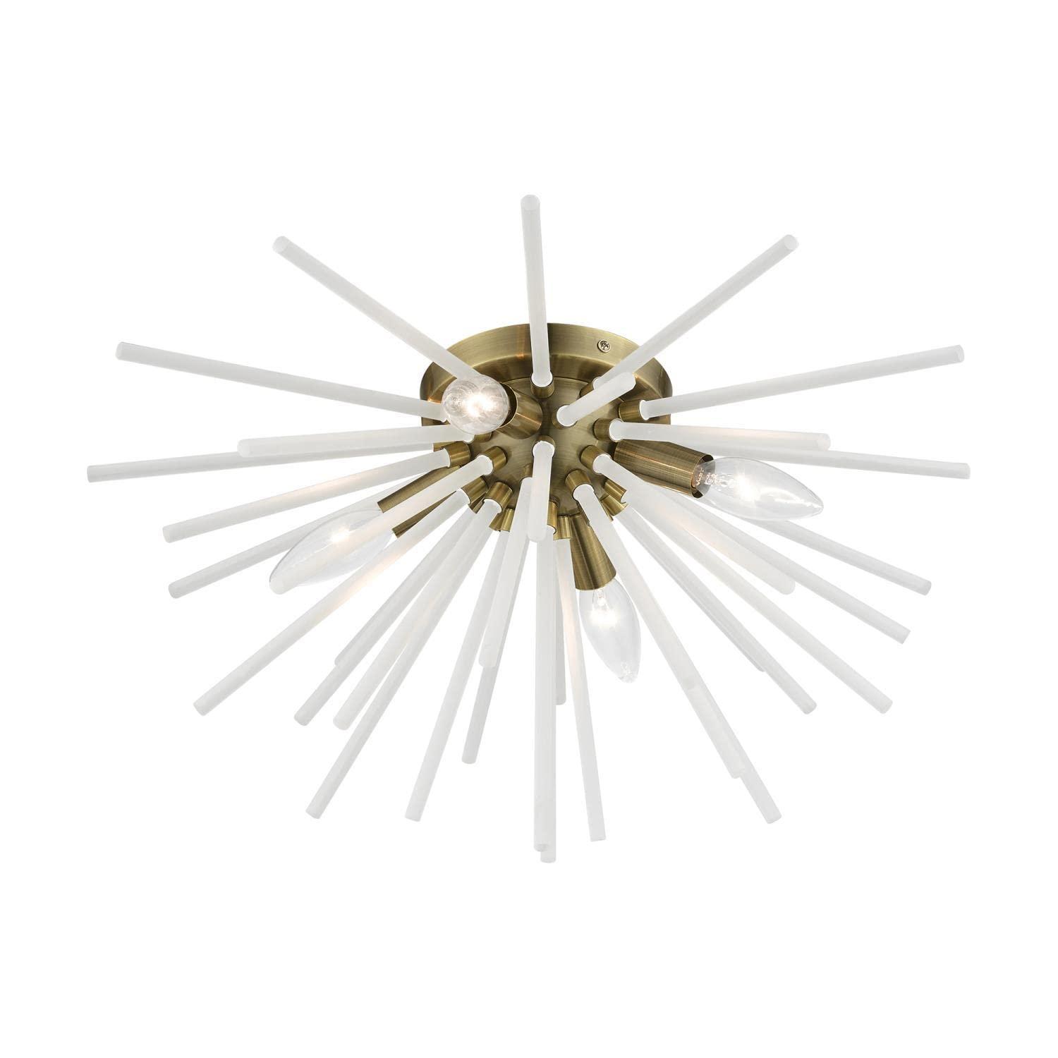 Livex Lighting Uptown 4 - Light Flush Mount in  Antique Brass