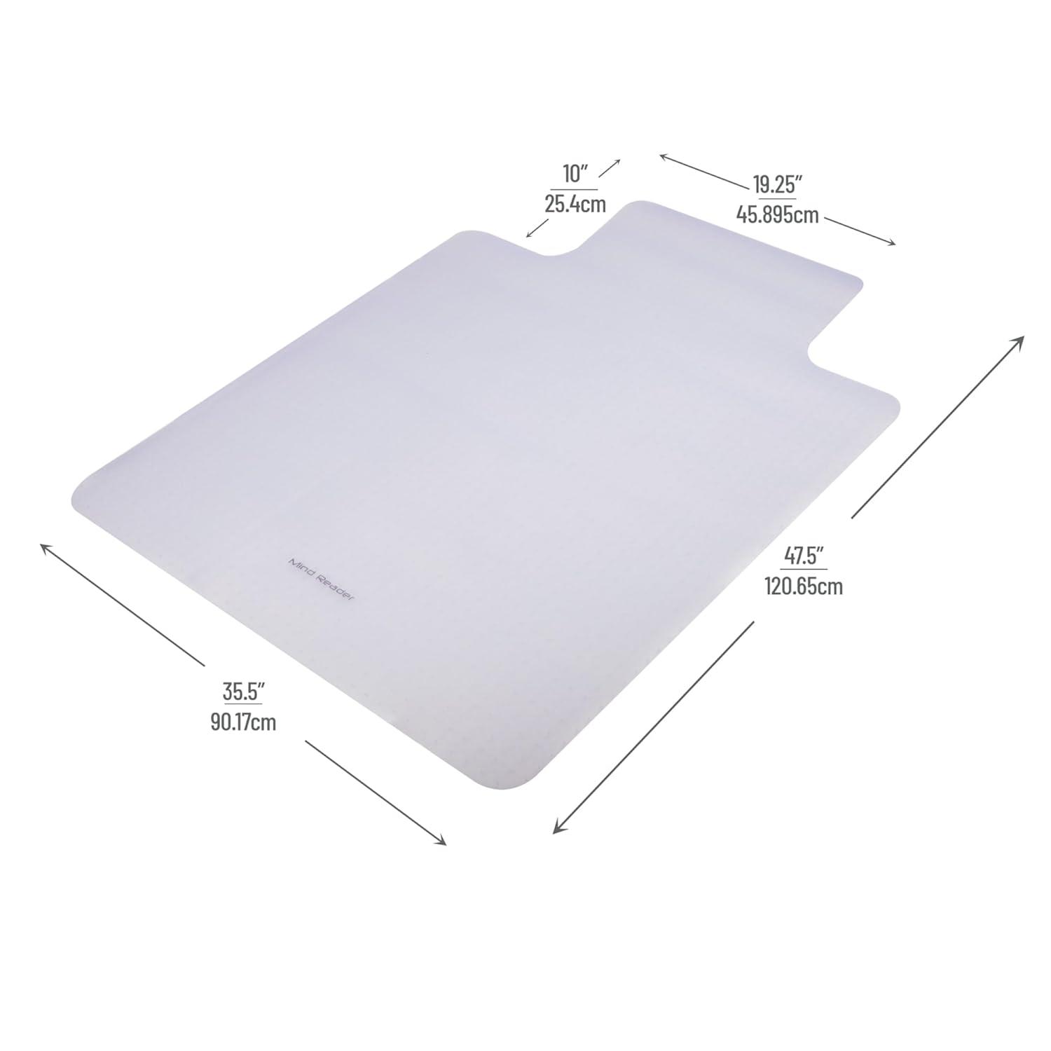 Mind Reader Mind Reader Office Chair Mat for Carpet, Under Desk Protector, Carpet Grips, Rolling, PVC, 47.5"L x 35.5"W x 0.125"H