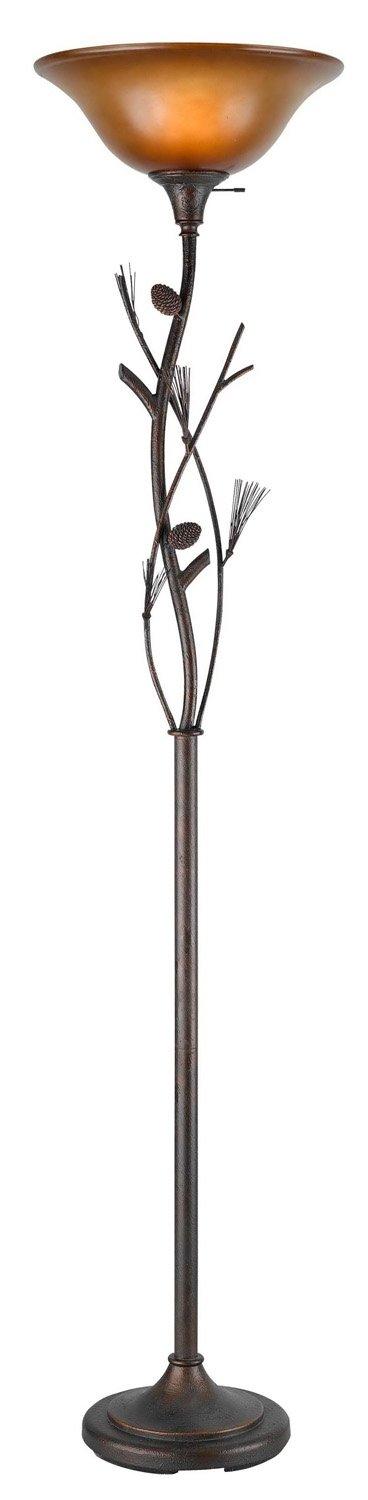 Wildon Home® 72" Rusted Torchiere Floor Lamp With Brown Frosted Glass Dome Shade