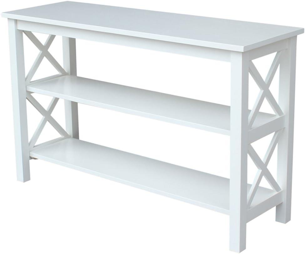 Hampton Console Table White - International Concepts: Hardwood Entryway Table with Fixed Shelves