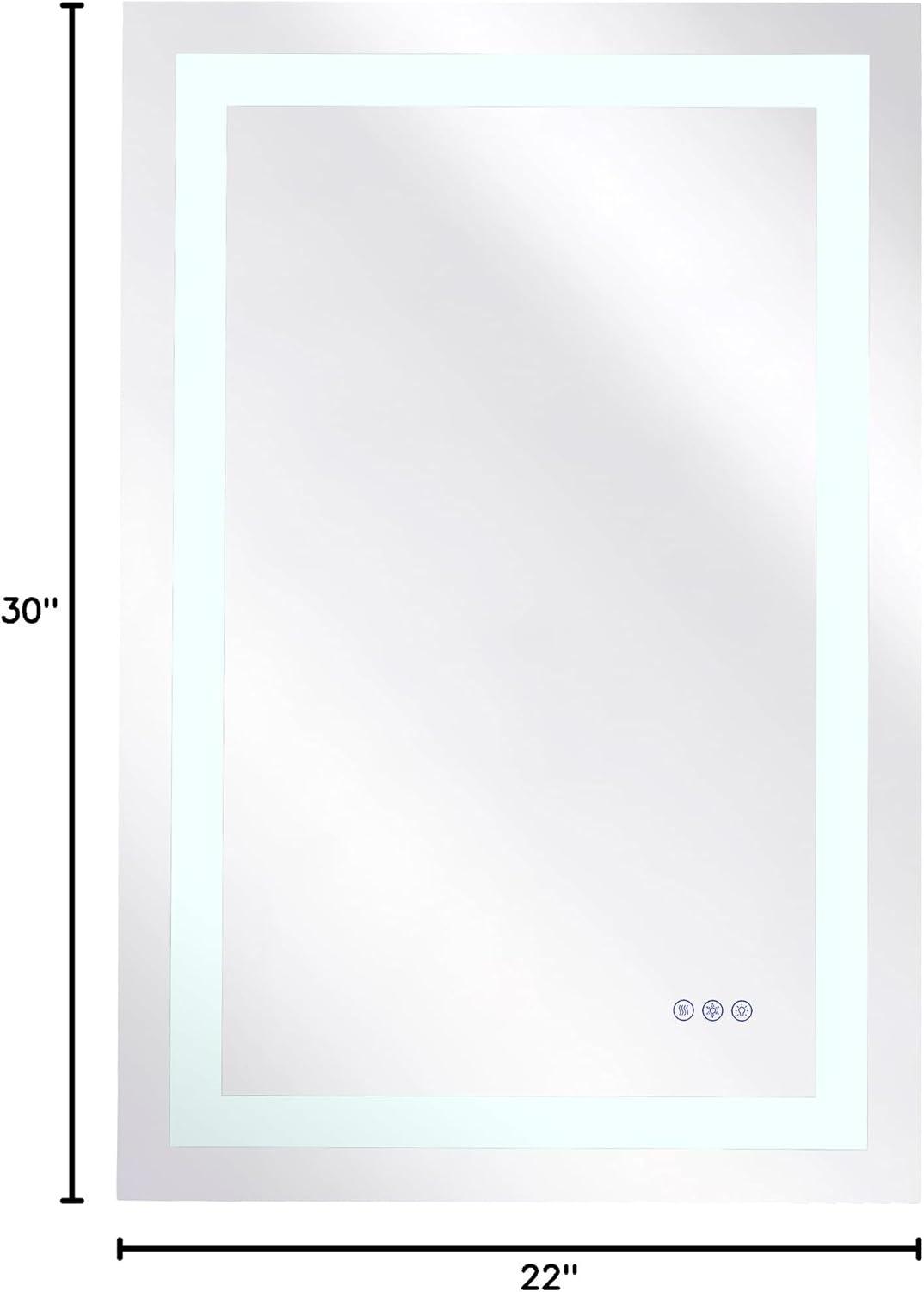 ABM01R-1 30" W x 22" H Rectangle Frameless LED Anti-fog Bathroom Vanities Wall Mirrors