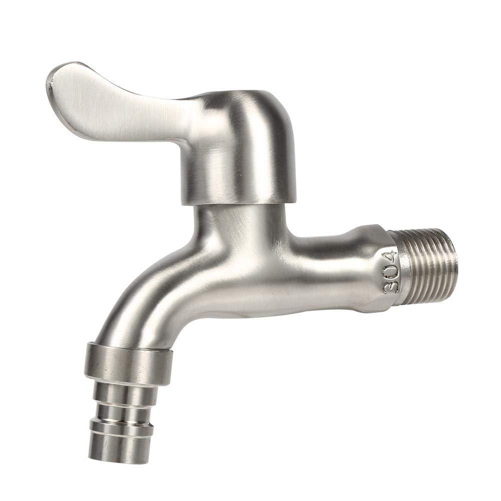ViaGasaFamido Single Handle Cold Faucet Garden Tap 304 Stainless Steel Outside Wall Mounted Water Faucet for Laundry Bathroom Washing Machine Mop Pool Tub(#1)