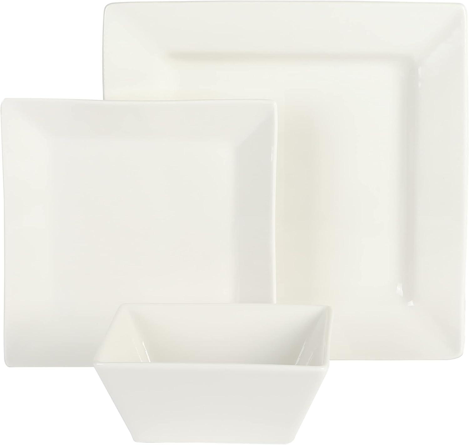 Gibson Home Everyday Hard Square 24 Piece Porcelain Dinnerware Set