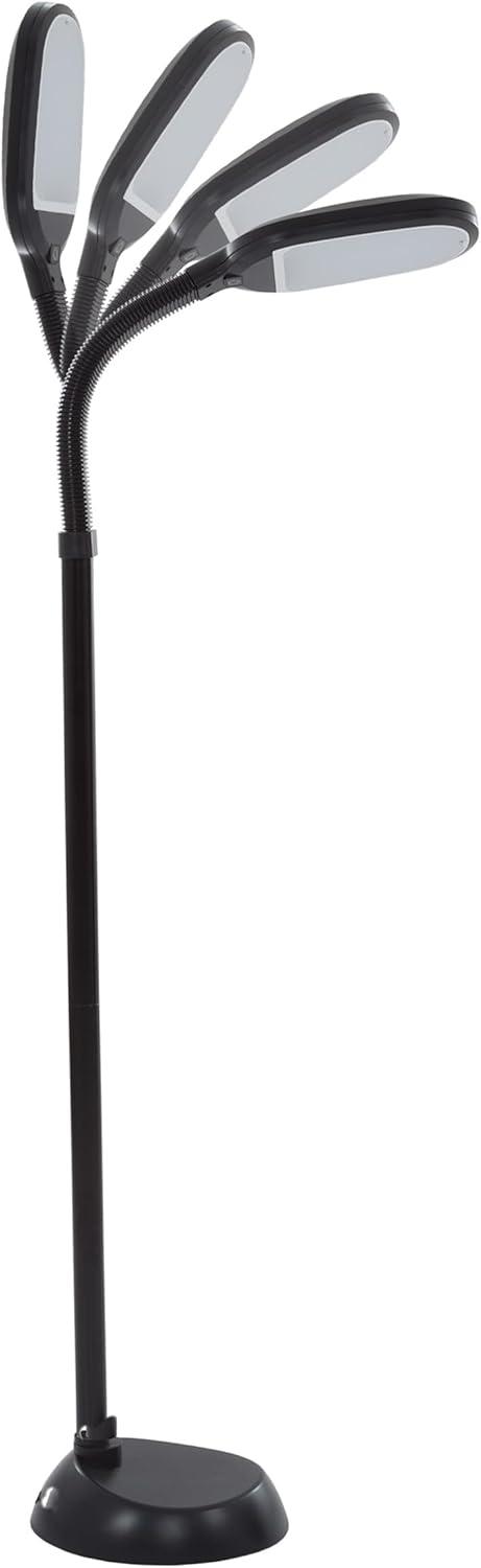 Adjustable Floor Lamp - Full Spectrum Natural Sunlight LED Lamp and Bendable Neck - Dimmable Light for Living Room and Bedroom by Lavish Home (Black)