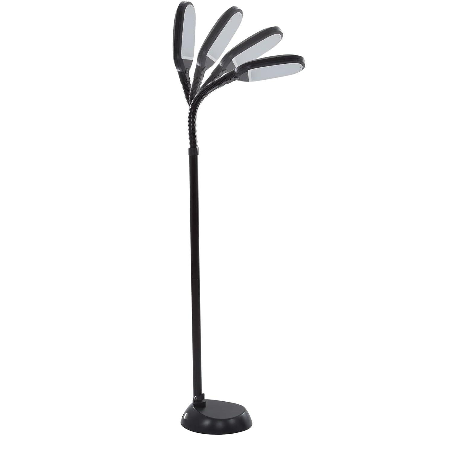 Bedford Home LED Floor Lamp - Full Spectrum Natural Sunlight Lamp with Bendable Neck - Dimmable Reading, Craft, and Esthetician Light (Midnight Black)