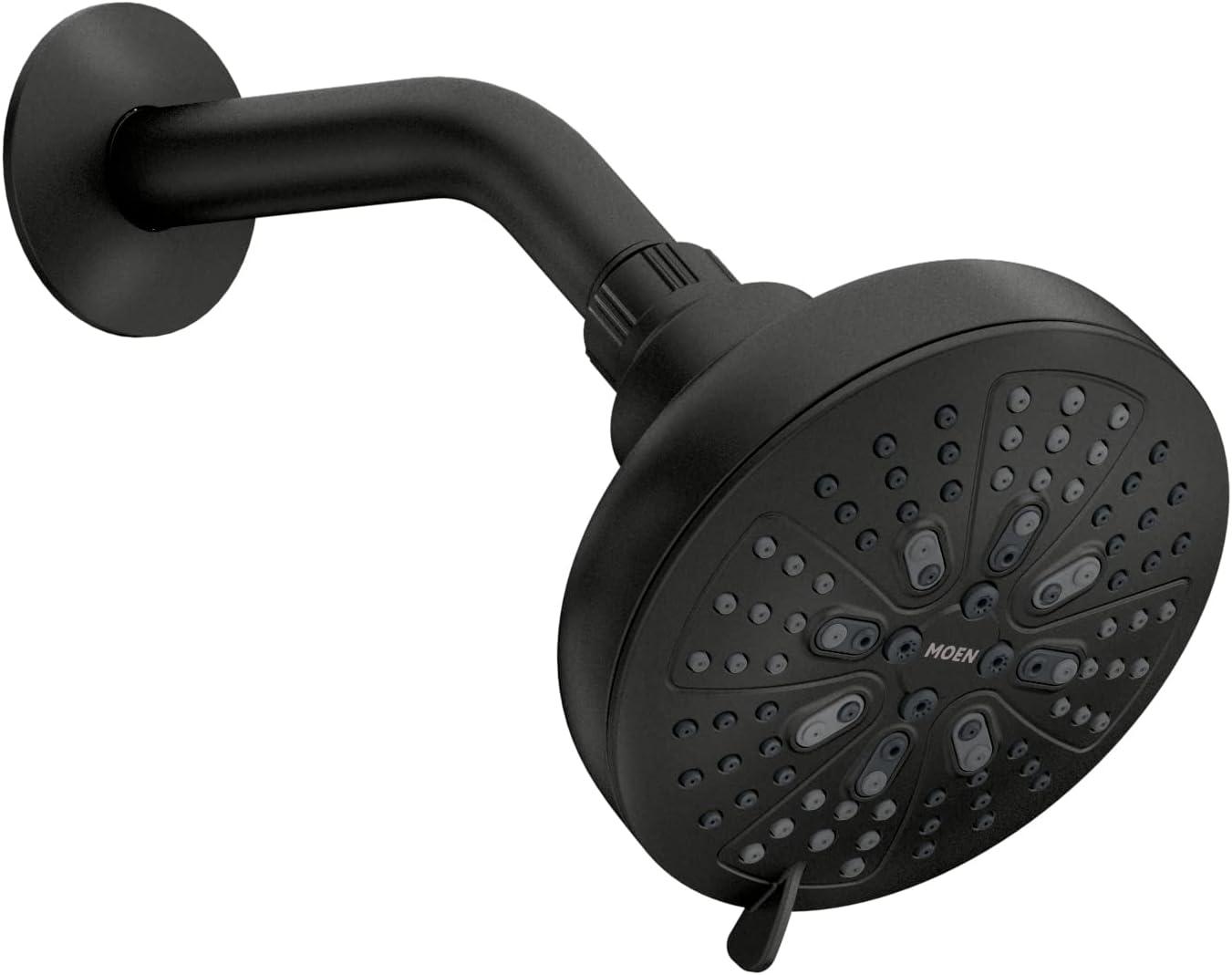 Moen Hydro Energetix Matte Black Showerhead with Eight Spray Functions, 200W0BL