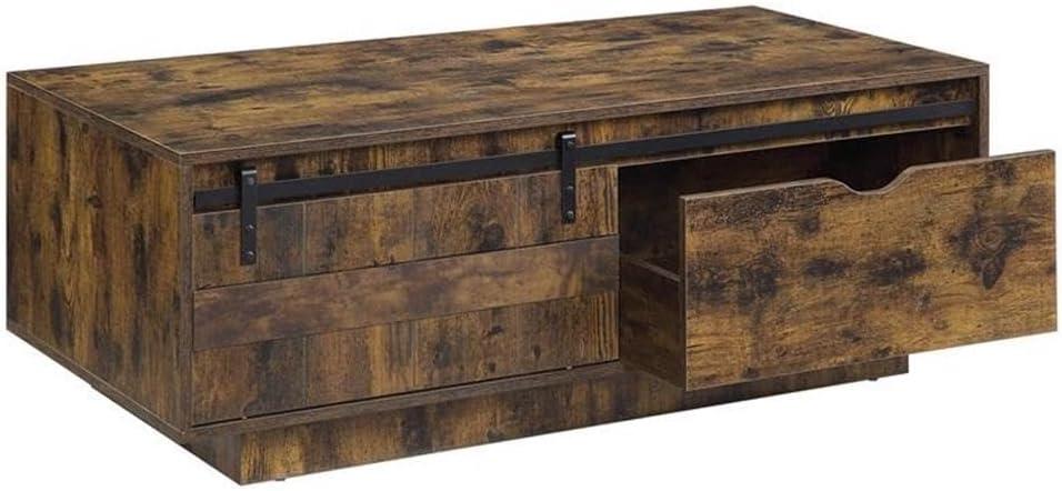 ACME Bellarosa Wooden Rectangular Storage Coffee Table in Rustic Oak