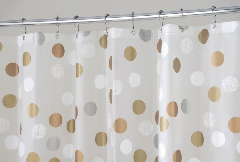 iDesign Gilly Dot PEVA Shower Curtain, Water Repellent - 72" x 72", Metallic