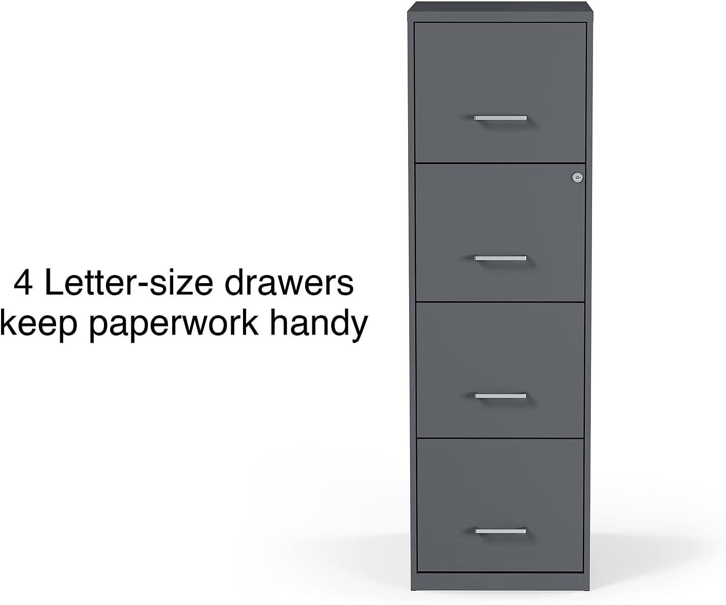 Staples 4-Drawer Vertical File Cabinet Charcoal Letter 18" D (52148) 16255/52148