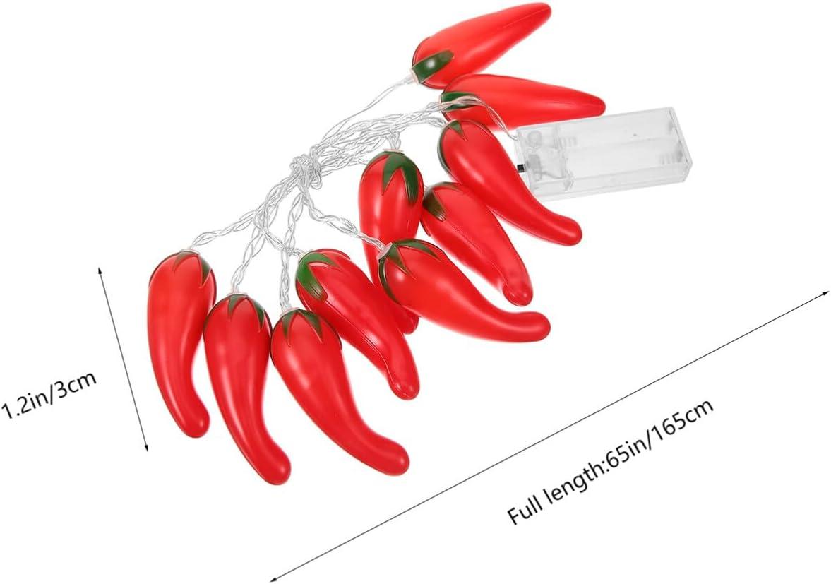 HOMEMAXS Chili Lights String Battery-operated 5.4ft 10 LEDs Warm White Pepper Lights Decorations for Patio Fence Deck Balcony Camping