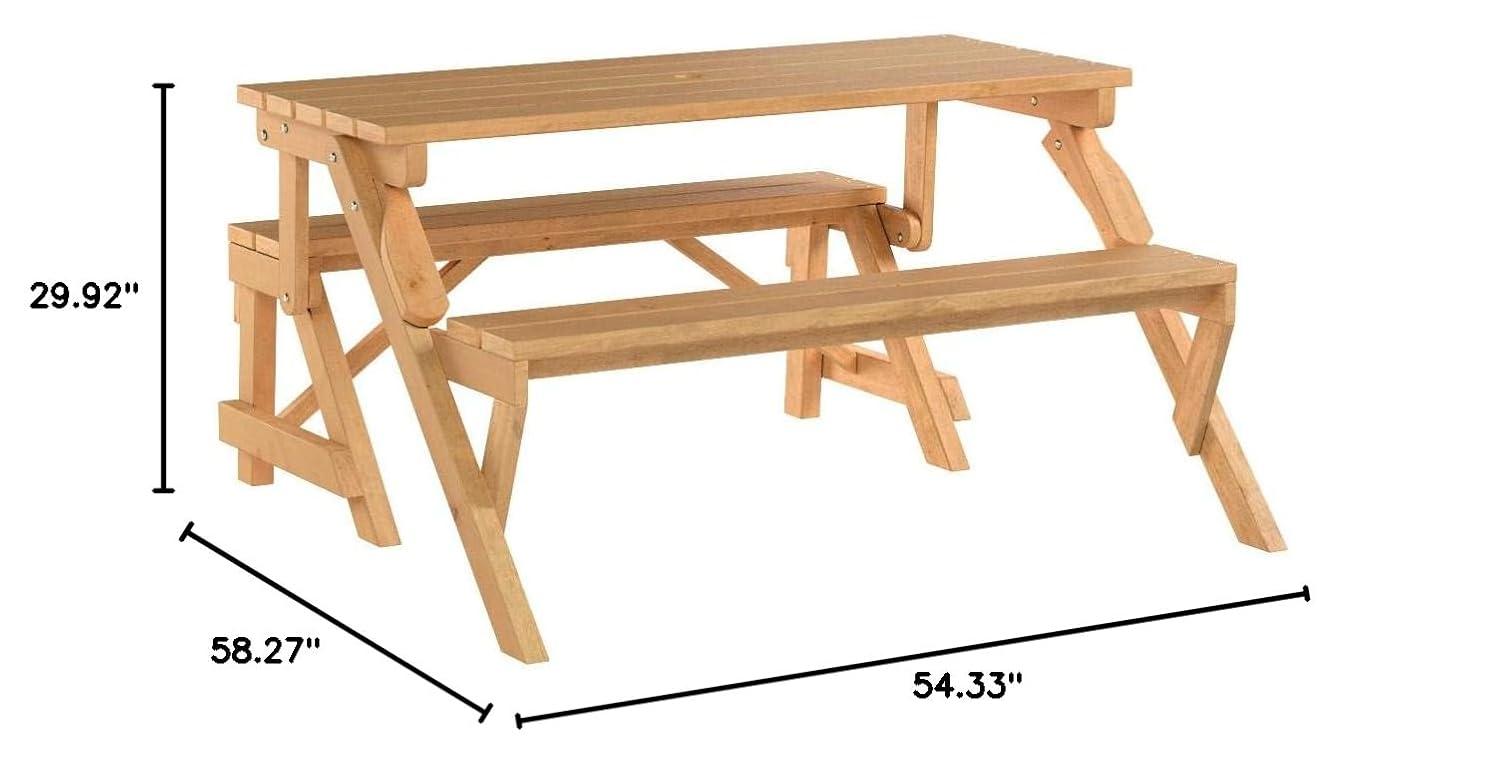 Convertible Natural Fir and Hardwood Picnic Table Bench