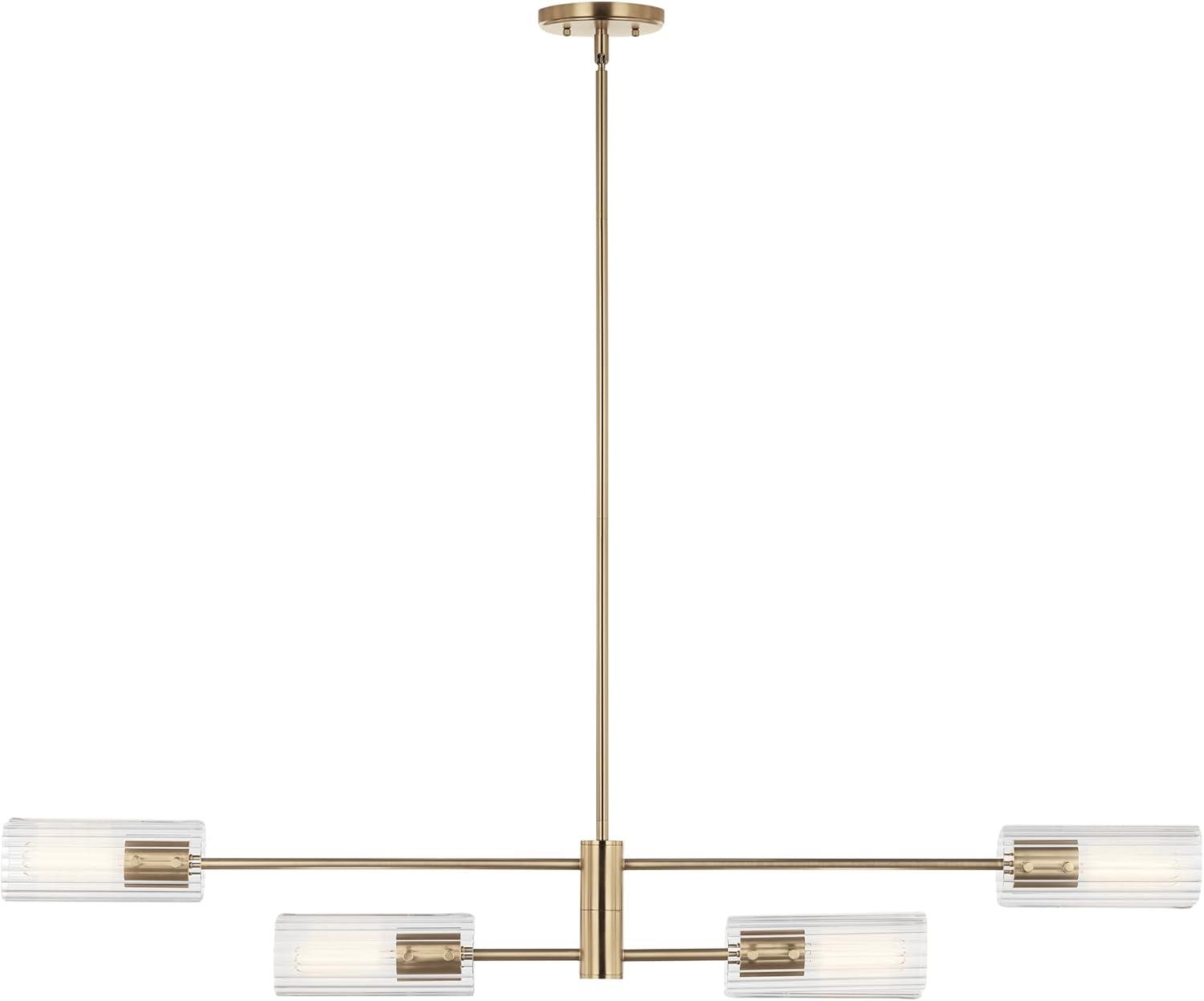 Champagne Bronze 47.5" Linear Chandelier with Clear Fluted Glass