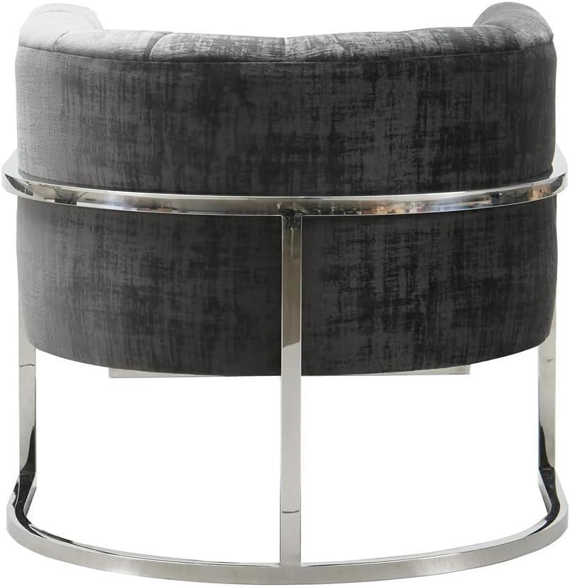 TOV Furniture Magnolia Slub Grey Velvet Chair with Silver Base