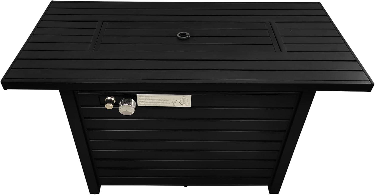 Bridgeport Rectangle Steel Propane Fire Pit Table for Outdoor Home Garden Backyard Fireplace (42 Inch, Black), CM-9101