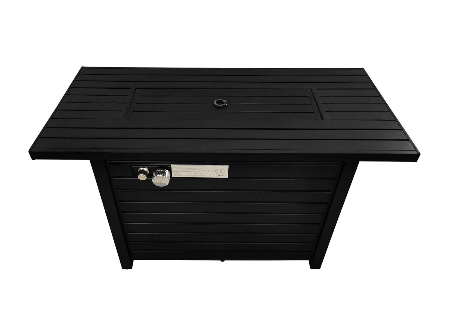 Bridgeport Rectangle Steel Propane Fire Pit Table for Outdoor Home Garden Backyard Fireplace (42 Inch, Black), CM-9101