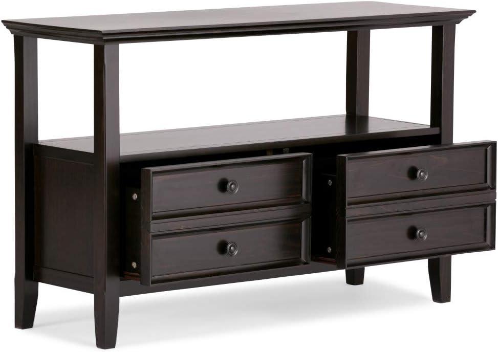 Simpli Home Amherst Solid Wood Console Table with Storage Drawers Hickory Brown