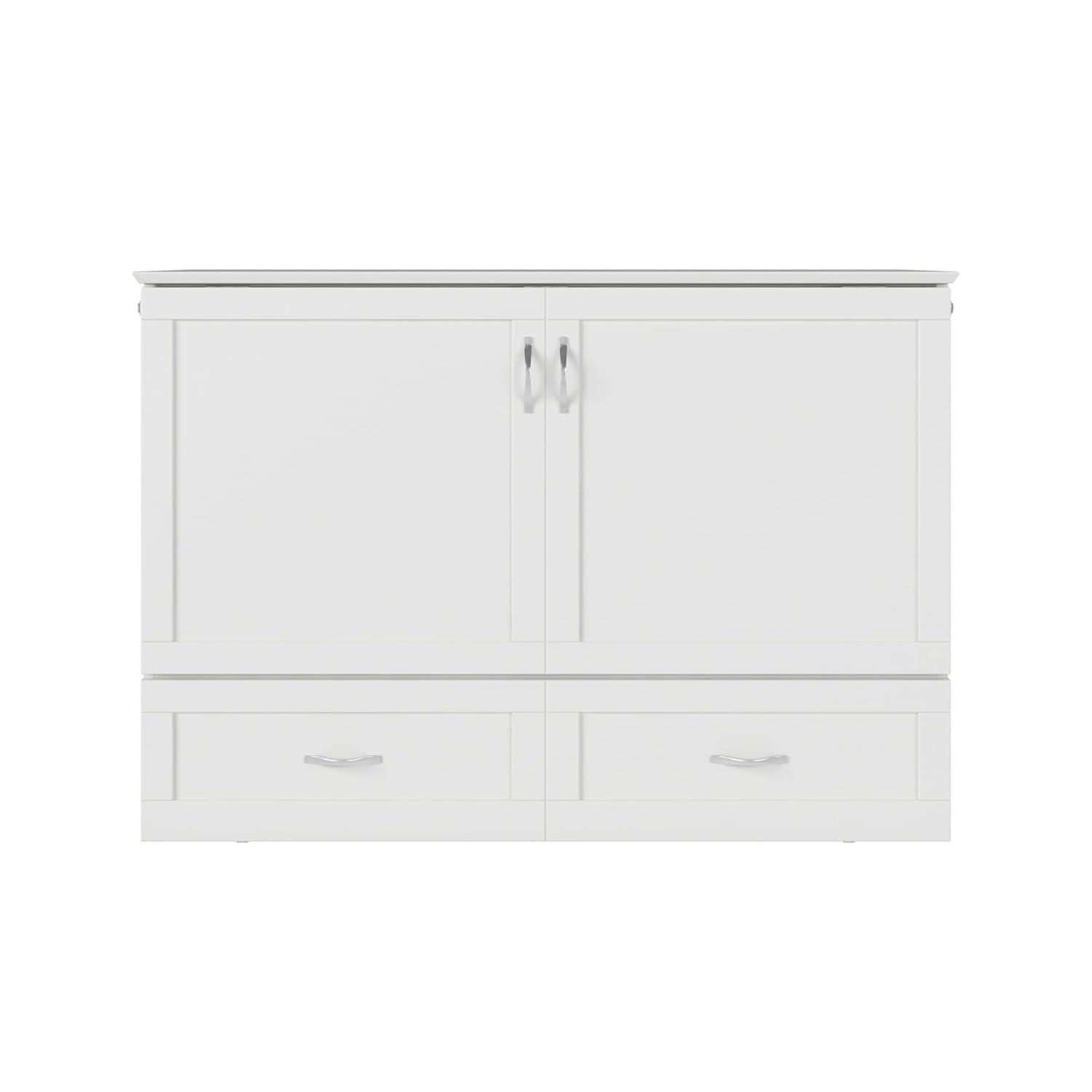 AFI Hamilton Full Solid Wood Murphy Bed Chest with Built-In Charger in White