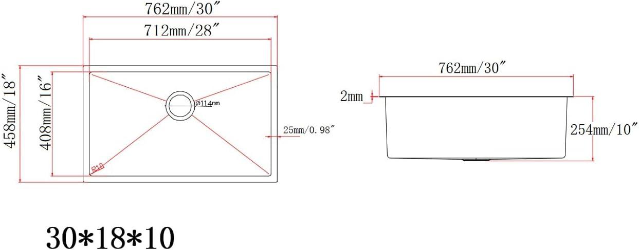 30 Inch Brushed Stainless Steel Undermount Kitchen Sink with Accessories