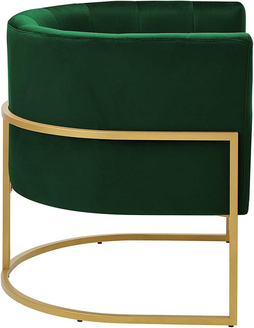 KOSSMAI Upholstered Velvet Accent Barrel Chair with Golden Metal Legs for Living Room Bedroom Office Lounge Chair, Mid-Century Modern Style Armchair (Black)