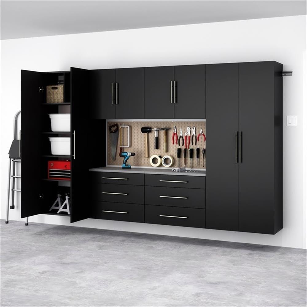 6pc 120" Hangups Storage Cabinet Set Black - Prepac: Wall Mounted, Workshop Organization, Secure Mounting