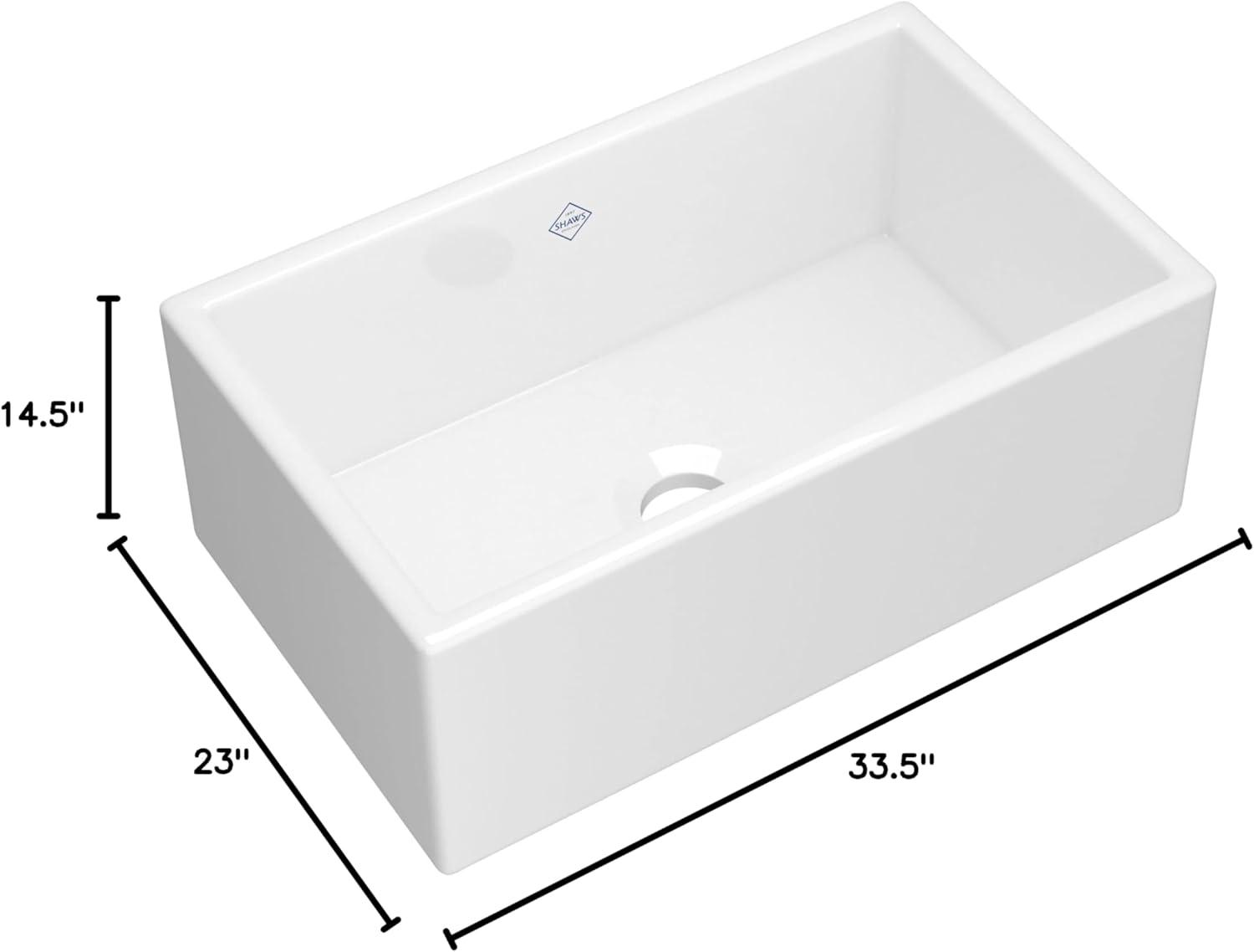 Shaws 30" Single Bowl Farmhouse Apron Front Fireclay Kitchen Sink