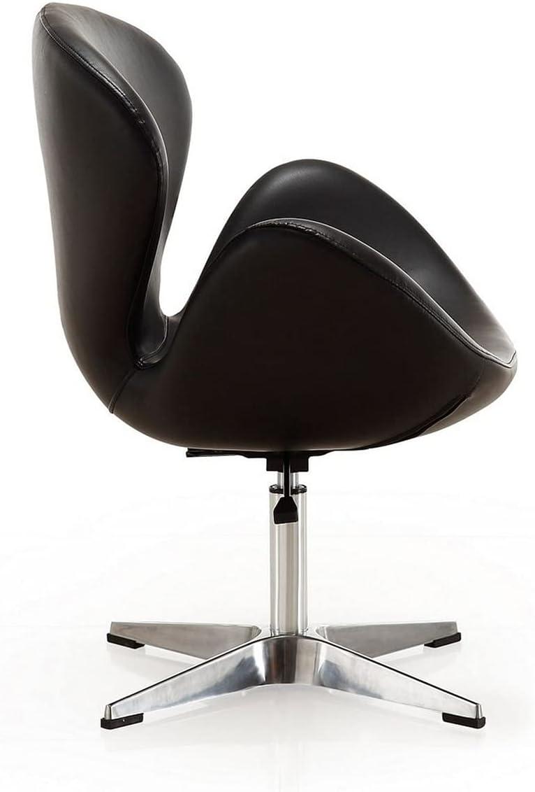 Set of 2 Raspberry Faux Leather Adjustable Swivel Chairs Black - Manhattan Comfort: Retro Chic, Steel Cross Legs