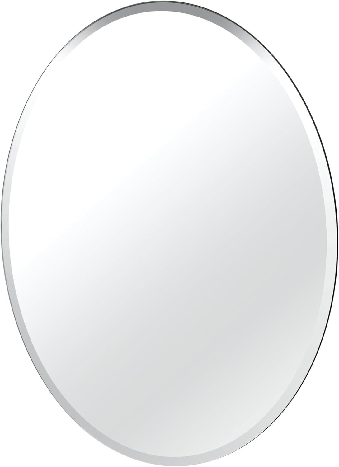 Flush Mount Frameless Beveled Oval Bathroom Vanity Mirror