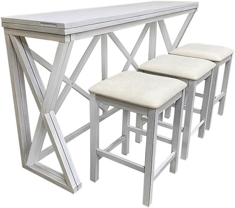 Antique White Wood Flip Top Counter Height Bar Table