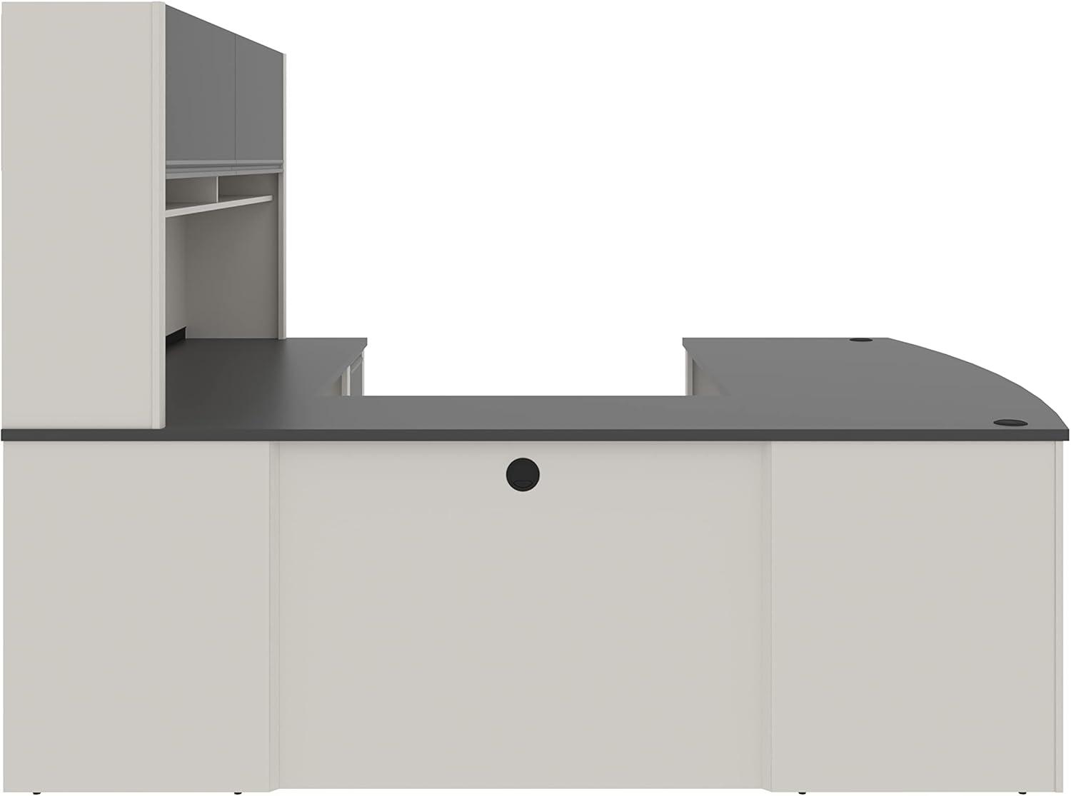 Bestar Connexion U-Shaped Workstation with 1 Pedestal in Sandstone