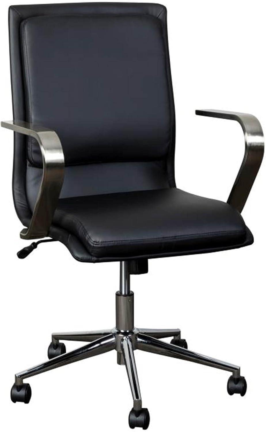 Flash Furniture James Mid-Back Designer Executive Upholstered Office Chair with Brushed Metal Base and Arms