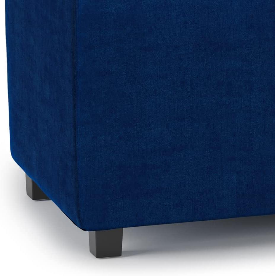 Simpli Home Avalon Storage Ottoman In Blue Velvet Fabric