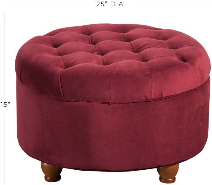 Large Round Button Tufted Storage Ottoman - HomePop