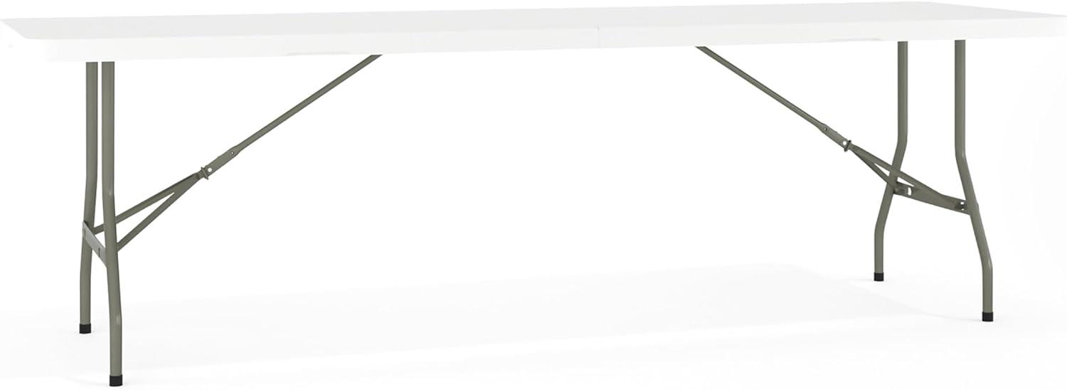 8-Foot Bi-Fold Plastic Banquet and Event Folding Table with Carrying Handle