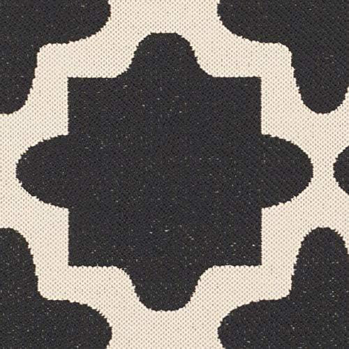 SAFAVIEH Courtyard Amanda Geometric Indoor/Outdoor Area Rug, 7'10" x 7'10" Square, Black/Beige