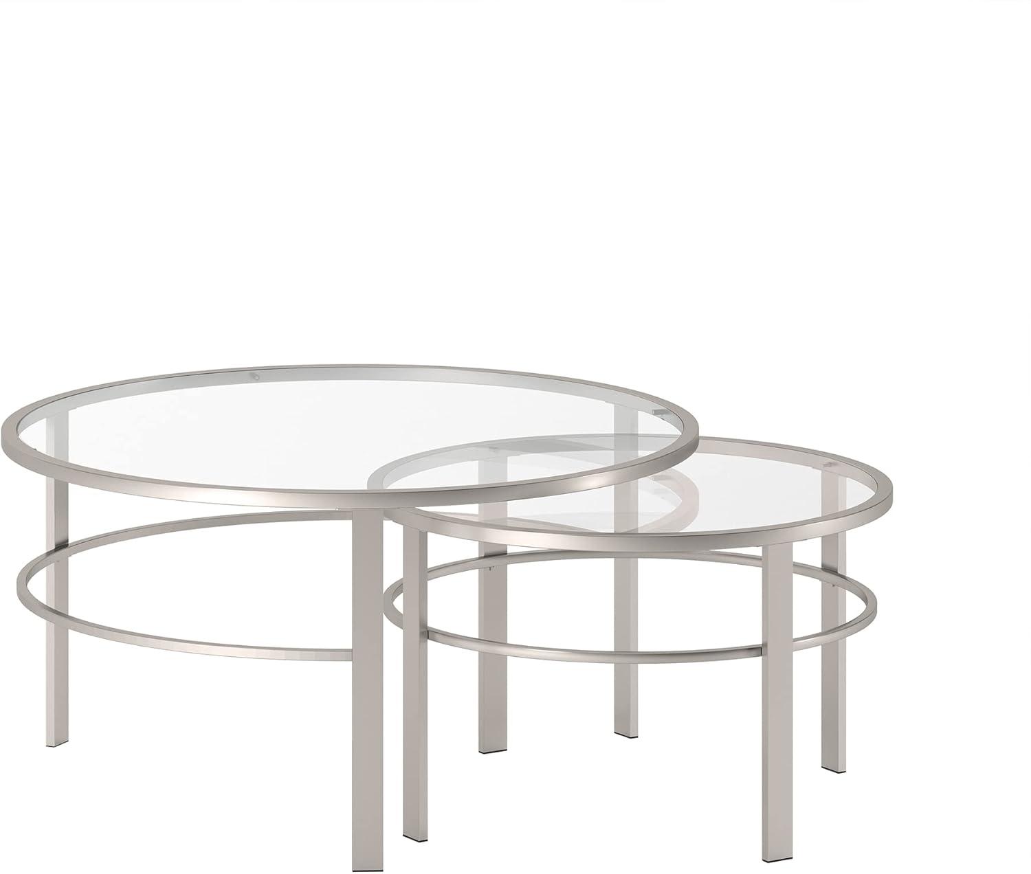 Gaia Satin Nickel Round Nested Coffee Table Set