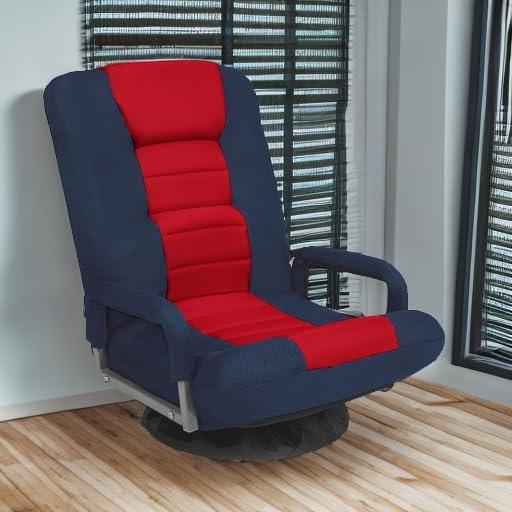 Best Choice Products 360-Degree Swivel Gaming Floor Chair w/ Armrest Handles, Foldable Adjustable Backrest - Blue/Red