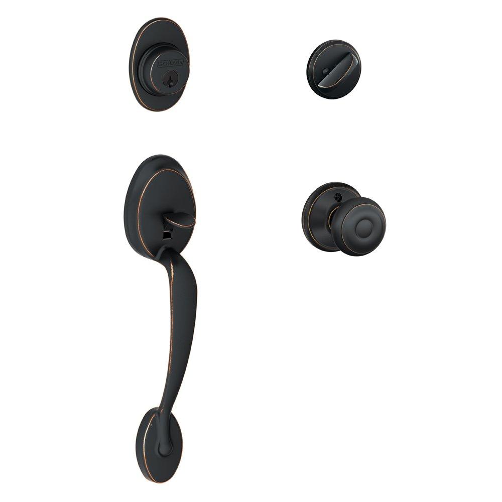 Aged Bronze Single Cylinder Handleset with Georgian Knob