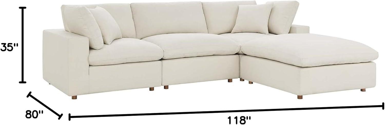 Modway Commix Down Filled Overstuffed 4 Piece Sectional Sofa Set in Light Beige