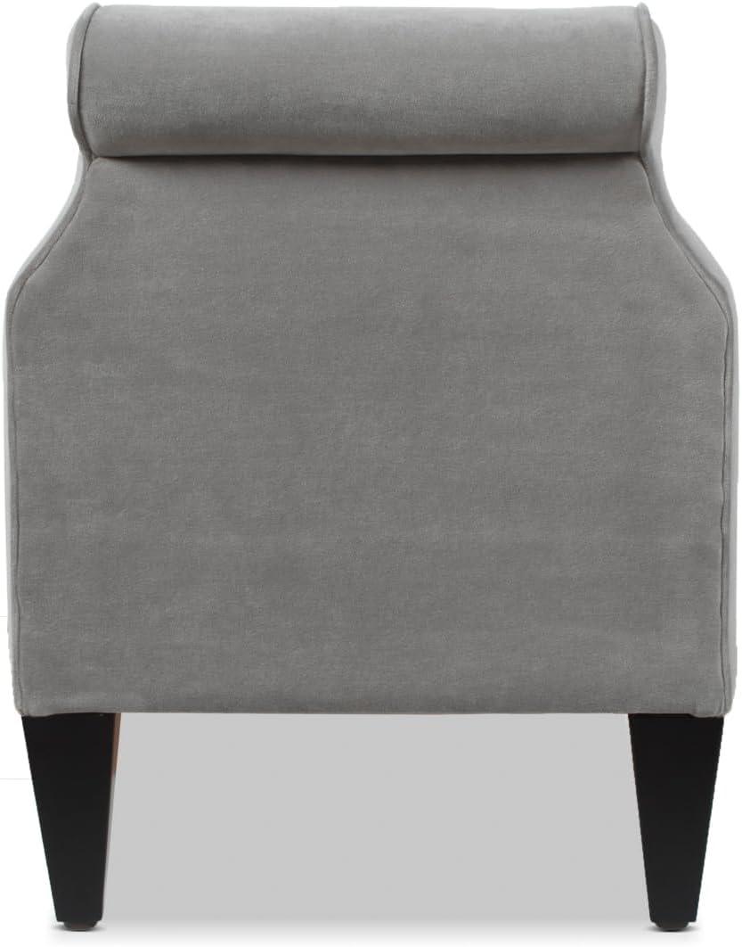 Jacqueline Opal Grey Velvet Tufted Roll Arm Storage Bench