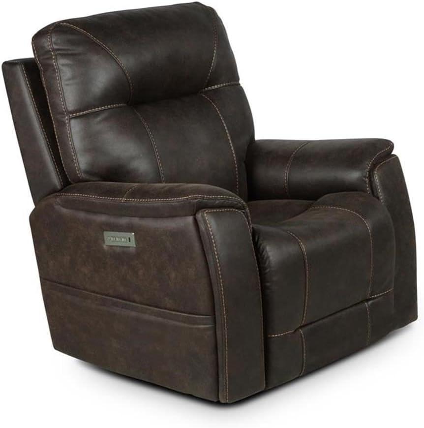 Lexington Power Media Recliner Saddle Brown - Steve Silver Co.: Faux Leather, USB Port, Cup Holder