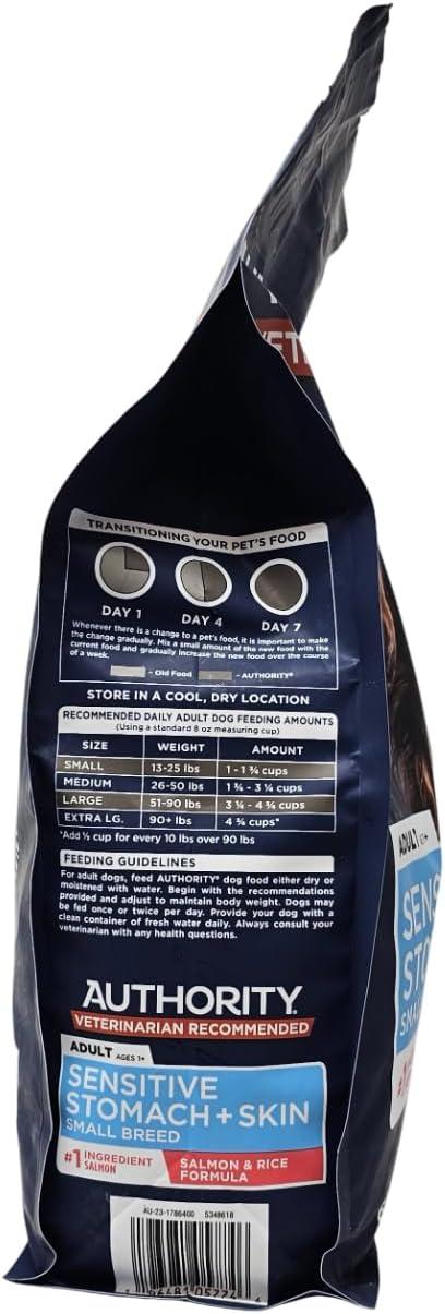 Authority Small Breed Adult Sensitive Stomach and Skin Salmon and Rice Dry Dog Food, 6 Pound Bag